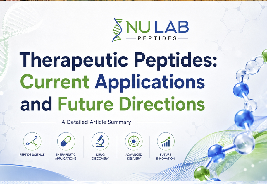 Therapeutic Peptides article cover showing Peptide strands